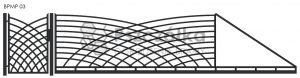 Nowoczesna brama przesuwna panelowa metalowa z profili poziomych pionowych BPMP03