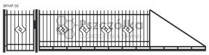 Nowoczesna brama przesuwna panelowa metalowa z profili poziomych pionowych BPMP05