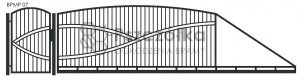 Nowoczesna brama przesuwna panelowa metalowa z profili poziomych pionowych BPMP07