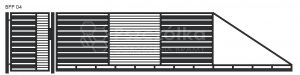 Nowoczesna brama przesuwna panelowa metalowa z profili poziomych pionowych BPP04