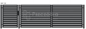 Nowoczesna Brama panelowa uchylna skrzydłowa z profili metalowa palisada pozioma pionowa BSP03